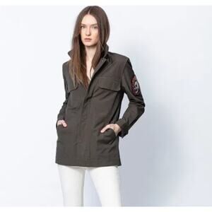 Zadig & Voltaire Kayaka Mili Jacket XS Skull Patch Khaki Green
